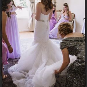 Wedding dress and lace veil